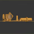 Golden Nautical Navigation Instruments Set With Sextant Telescope And Compass