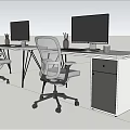 Modern Office Workspace With Dual Computer Desks Ergonomic Chairs And Monitors