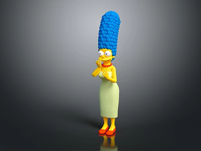Marge Simpson Character From The Simpsons With Blue Tall Hair Yellow Skin And Red Shoes 3d model