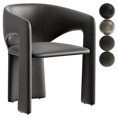 Sleek Modern Dining Chair With Leather Upholstery Curved Armrest And Minimalist Design 3d model