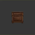 Traditional Dark Brown Wooden Desk With Carved Legs And Storage Drawers