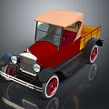 Vintage Red Truck With Tan Top Wooden Bed And Red Spoke Wheels