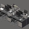 Modern Office Workstations With Multiple Monitors Keyboards Ergonomic Chairs And Office Supplies