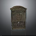 Antique Vintage Mailbox With Ornate Carvings Decorative Crest And Aged Brass Finish