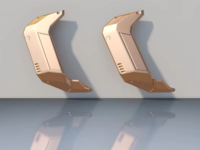 Two Shiny Gold Swing Doors With Modern Sleek Design Against Light Background 3d model