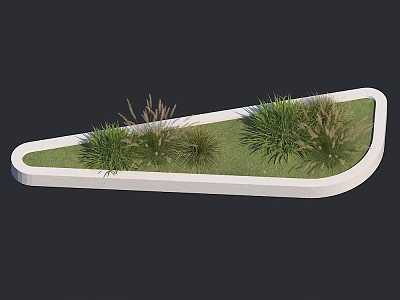 Roadside Traffic Island Landscaping Facility With White Border And Green Grass Plants 3d model