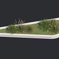 Roadside Traffic Island Landscaping Facility With White Border And Green Grass Plants