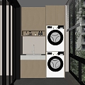 Modern Simple Balcony Balcony Cabinet Washing Machine Cabinet 3d model