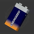 Energized Household Battery With Blue And Yellow Gradient And Silver Top