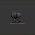 Bronze Lion Statue With Curly Mane Standing On Ball And Marble Base