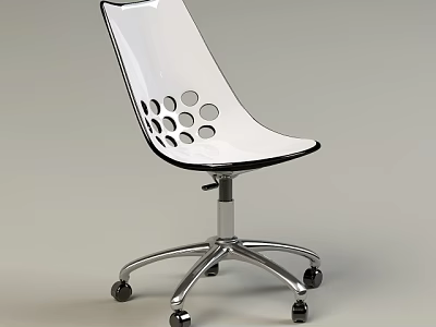Modern Office Chair With White Seat Black Frame And Silver Base With Wheels 3d model