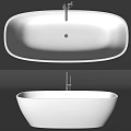 White Freestanding Bathtub With Modern Oval Design And Sleek Surface