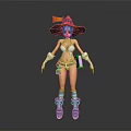 Wizard Girl Character With Purple Hat And Small Creature Companion In Colorful Outfit