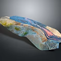 Colorful Abstract Natural Landscape With River Like Textures And Blue Pink Hues