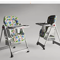 Colorful Children's High Chair With Cartoon Animal Prints Removable Tray And Wheels