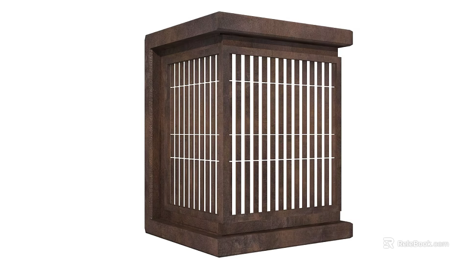 Traditional Brown Square Outdoor Light Featuring Grid Design And Rustic Finish 3d model