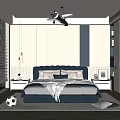 Kids Room Interior Design With Dark Blue Headboard Airplane Chandelier Bed Pillows And Soccer Ball