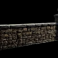 Rustic Stone Wall Decorative Ornament Set With Pillar And Top Finial 3d model