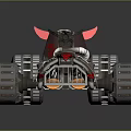 Futuristic Battle Vehicle With Mounted Gun Red Accents Armored Body And Spiked Wheels