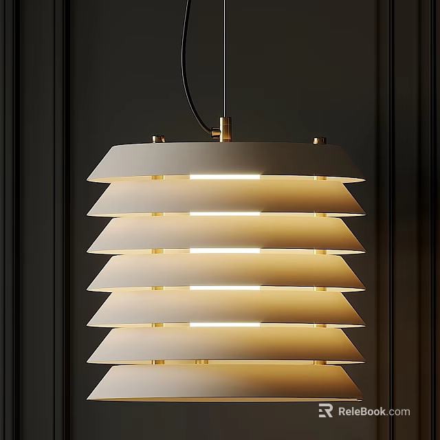 Stylish Modern Tiered White Chandelier With Warm Light For Interior Decor 3d model 