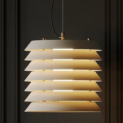 Stylish Modern Tiered White Chandelier With Warm Light For Interior Decor 3d model