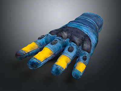 Durable Blue and Yellow Work Gloves For Daily Use With Protective Design 3d model