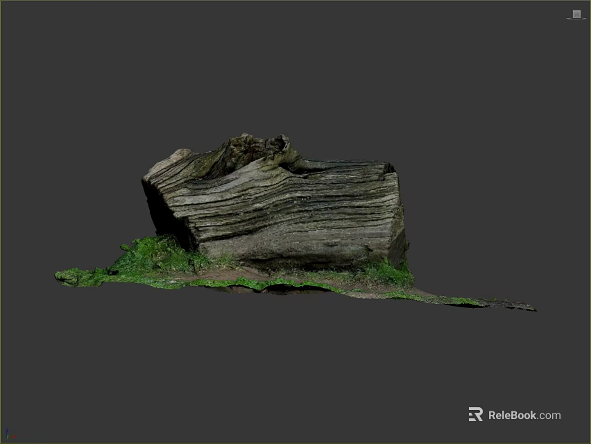 Natural Wood Stone with Layered Texture Green Moss and Organic Surface Patterns 3d model 