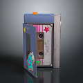 Vintage Computer Cassette Case With Colorful Stickers Stars Stripes And Mix Tape Label