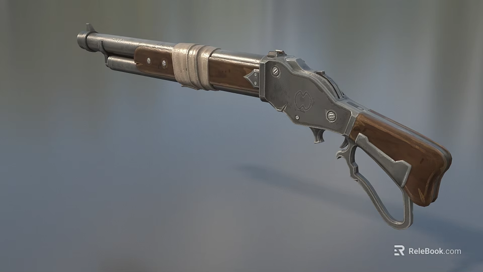 Vintage Lever Action Rifle Featuring Detailed Wooden Stock And Metal Barrel 3d model 