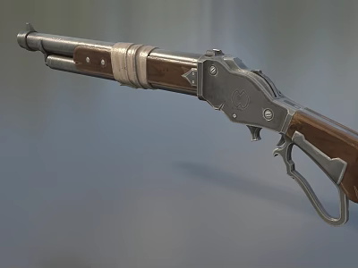 Vintage Lever Action Rifle Featuring Detailed Wooden Stock And Metal Barrel 3d model