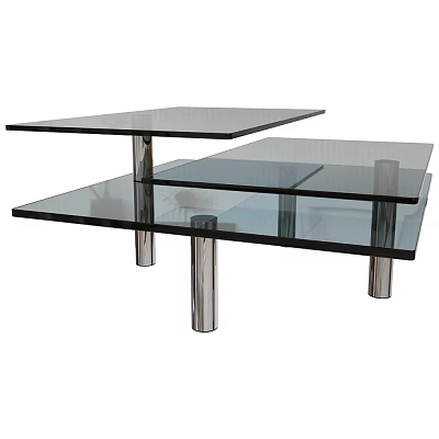Modern Two Tier Glass Top Coffee Table With Chrome Metal Legs And Contemporary Design 3d model