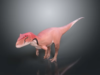Pink Dinosaur 3D Model With Head Crest Spiked Tail And Gradient Background Reflection 3d model