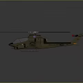 Khaki Helicopter Model With Rotors Transparent Cockpit And Fuselage Details
