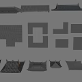 Various Architectural Component Designs With Striped Patterns And Different Shapes