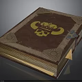 Decorative Brown Cover Book With Golden Skull Crown Design Metal Corner Accents And Blue Ribbon