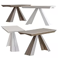Modern Dining Table Designs With Geometric Bases And Smooth Surfaces In White And Metallic Tones