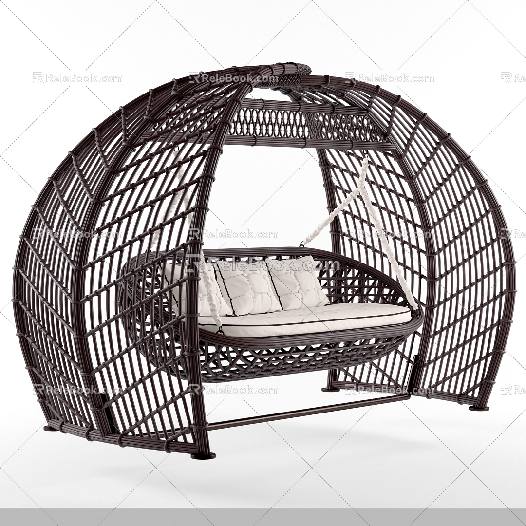 European Style Hanging Chair Cradle Rattan Chair Outdoor Hanging Chair 3d model