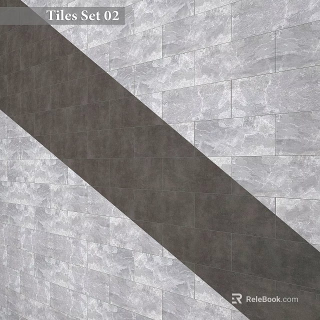 Gray And Dark Gray Tile Wall Component With Diagonal Stripe Design Texture 3d model