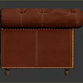 Red Tufted Chesterfield Armchair With Nailhead Trim And Soft Cushion