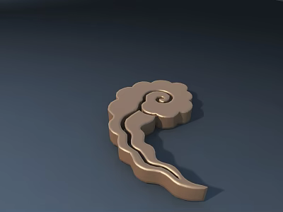 Golden Door Handle with Cloud Pattern and Curved Lines in Traditional Elegant Design 3d model