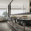 Elegant Modern Bathroom Interior With Marble Glass Shower Enclosure Bathtub Large Mirror And Double Vanity