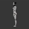 White Humanoid Robot Character Featuring Biomechanical Joints On Dark Background 3d model