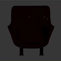 Modern Brown Leather Chair With Curved Backrest Armrest And Black Metal Legs