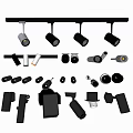 Collection of Downlights and Spotlights with Various Styles and Track Mounted Black White Designs