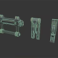 Sci Fi Weapon Components With Metallic Gray Design And Mechanical Details 3d model