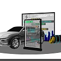 FAW Bestune Electric Car With Tech Display And Urban Data Metrics