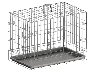 Metal Wire Pet Cage With Top Handle And Removable Bottom Tray 3d model