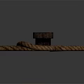 Brown Twisted Rope Tied Around Round Wooden Block on Gray Background