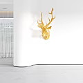 Golden Geometric Deer Head Animal Wall Decor for Modern Minimalist Home Interior