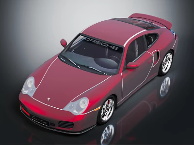 Red Porsche Sports Car With Sleek Exterior And Shiny Reflective Surface Design 3d model